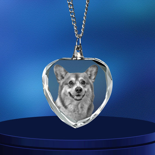 Heart shaped necklace: Laser engraved - 3d crystal forever